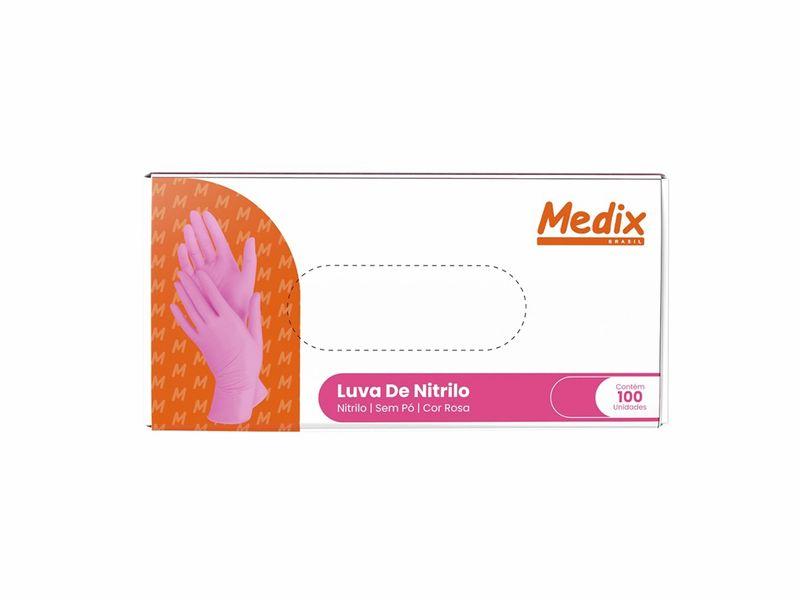 Luva de Nitrilo Rosa - Uso Geral - Sem Pó - 100 Unidades - Medix Brasil - ENQUANTO DURAREM OS ESTOQUES