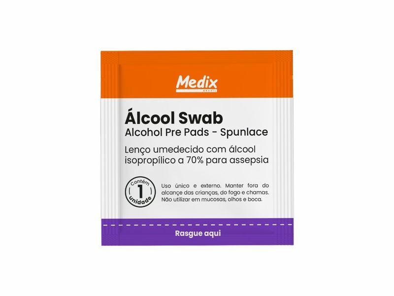Álcool Swab – Lenço Umedecido com Álcool 70% Isopropílico – 100 Unidades – Medix Brasil